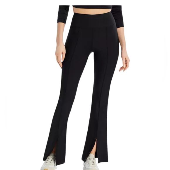 Aqua High Rise Split Hem Bootcut Medium Compression Leggings Black NEW Size L - Picture 1 of 4